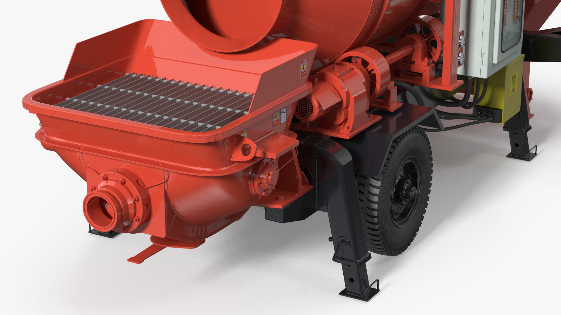 Worker with Cement and Concrete Mixer Pump 3D