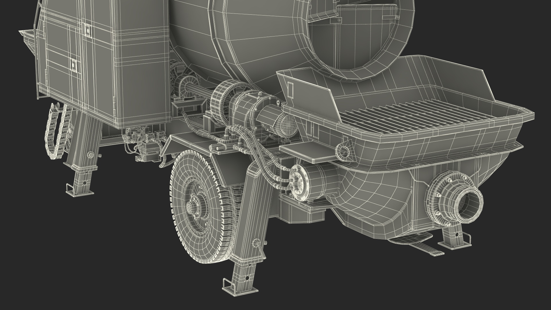 Worker with Cement and Concrete Mixer Pump 3D