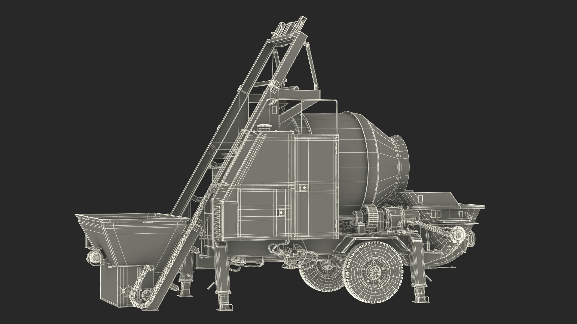 Worker with Cement and Concrete Mixer Pump 3D