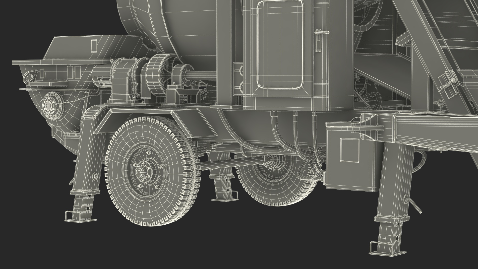 Worker with Cement and Concrete Mixer Pump 3D