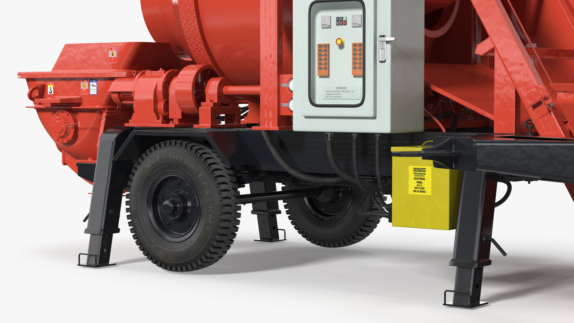 Worker with Cement and Concrete Mixer Pump 3D