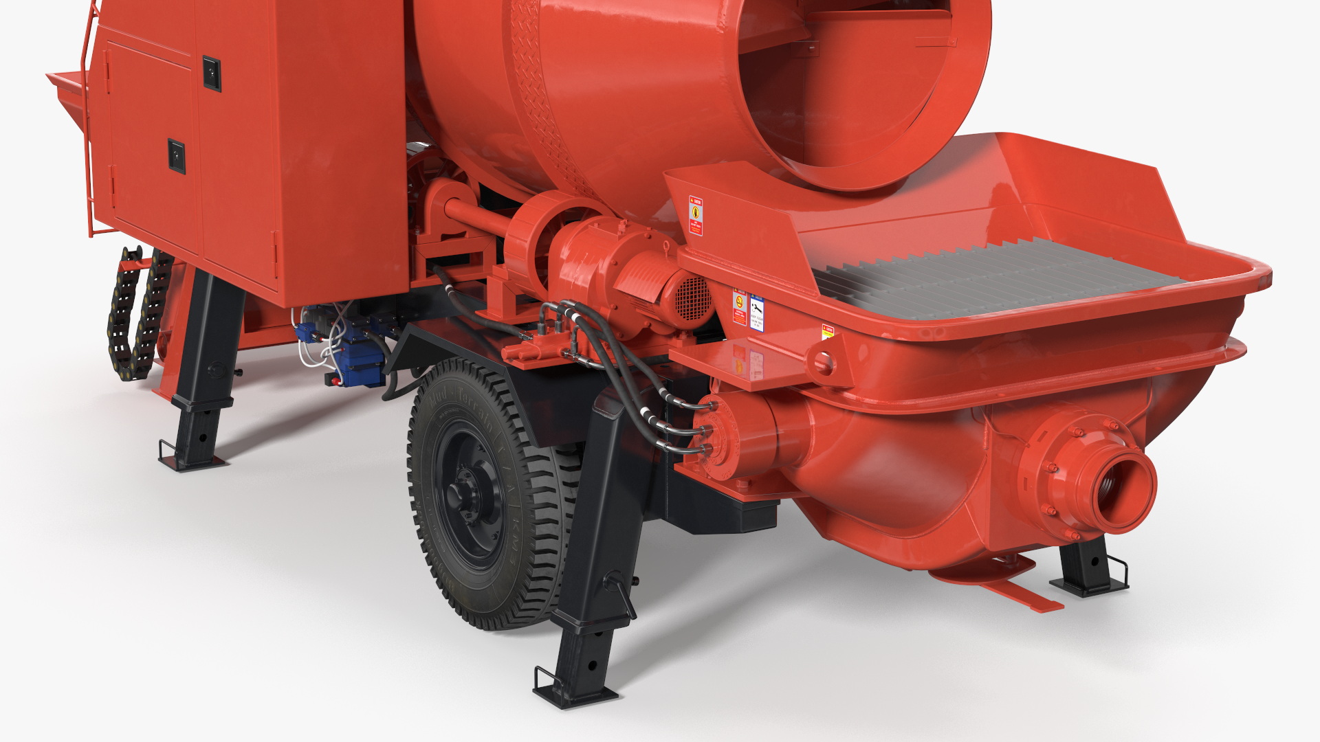Worker with Cement and Concrete Mixer Pump 3D
