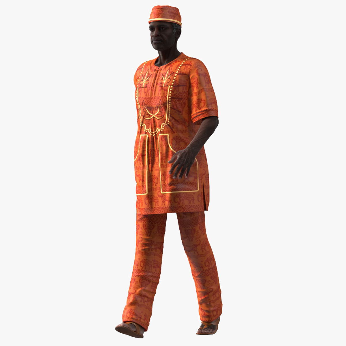 3D Afro American Man Traditional Style Rigged for Cinema 4D