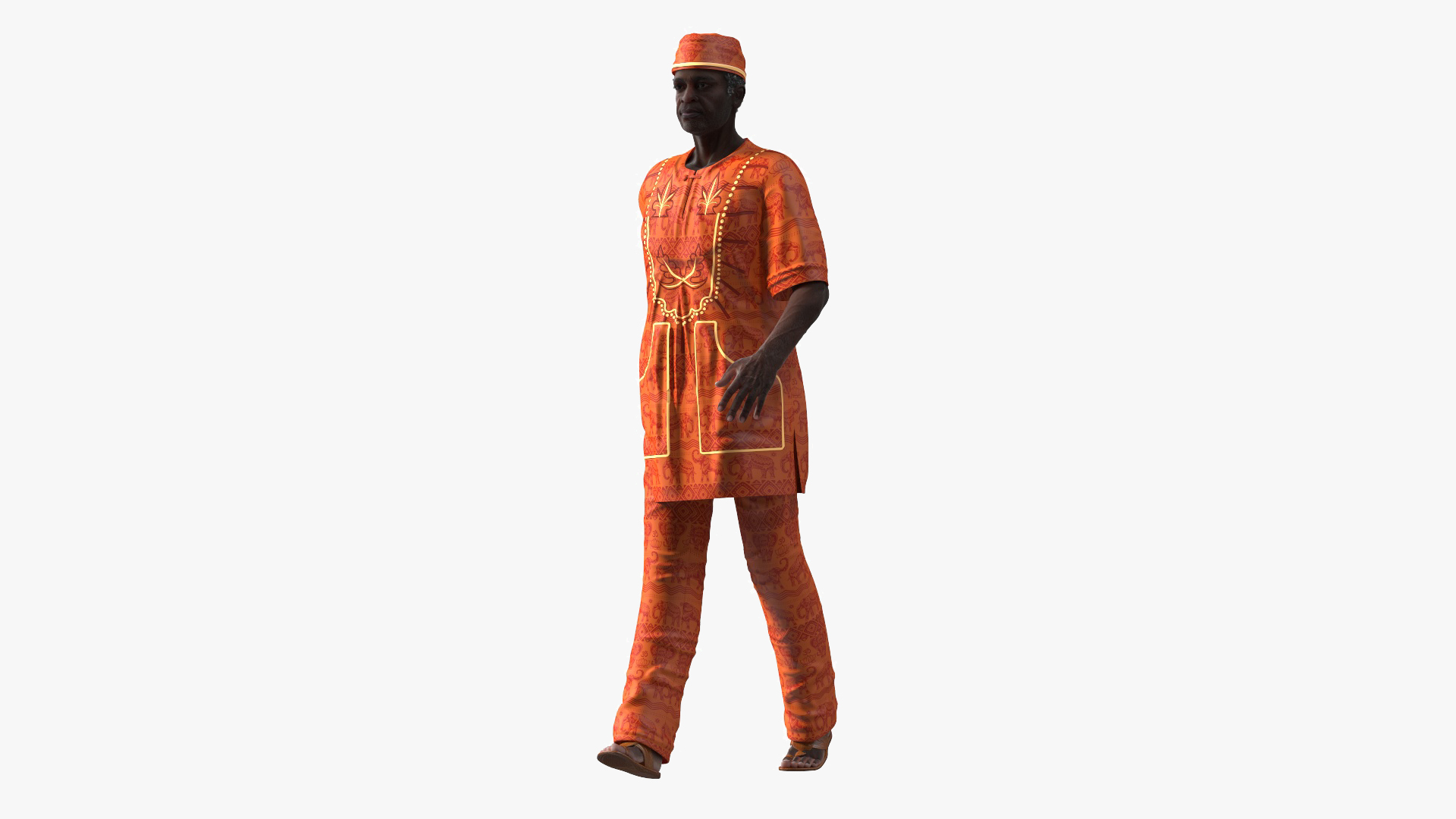 3D Afro American Man Traditional Style Rigged for Cinema 4D