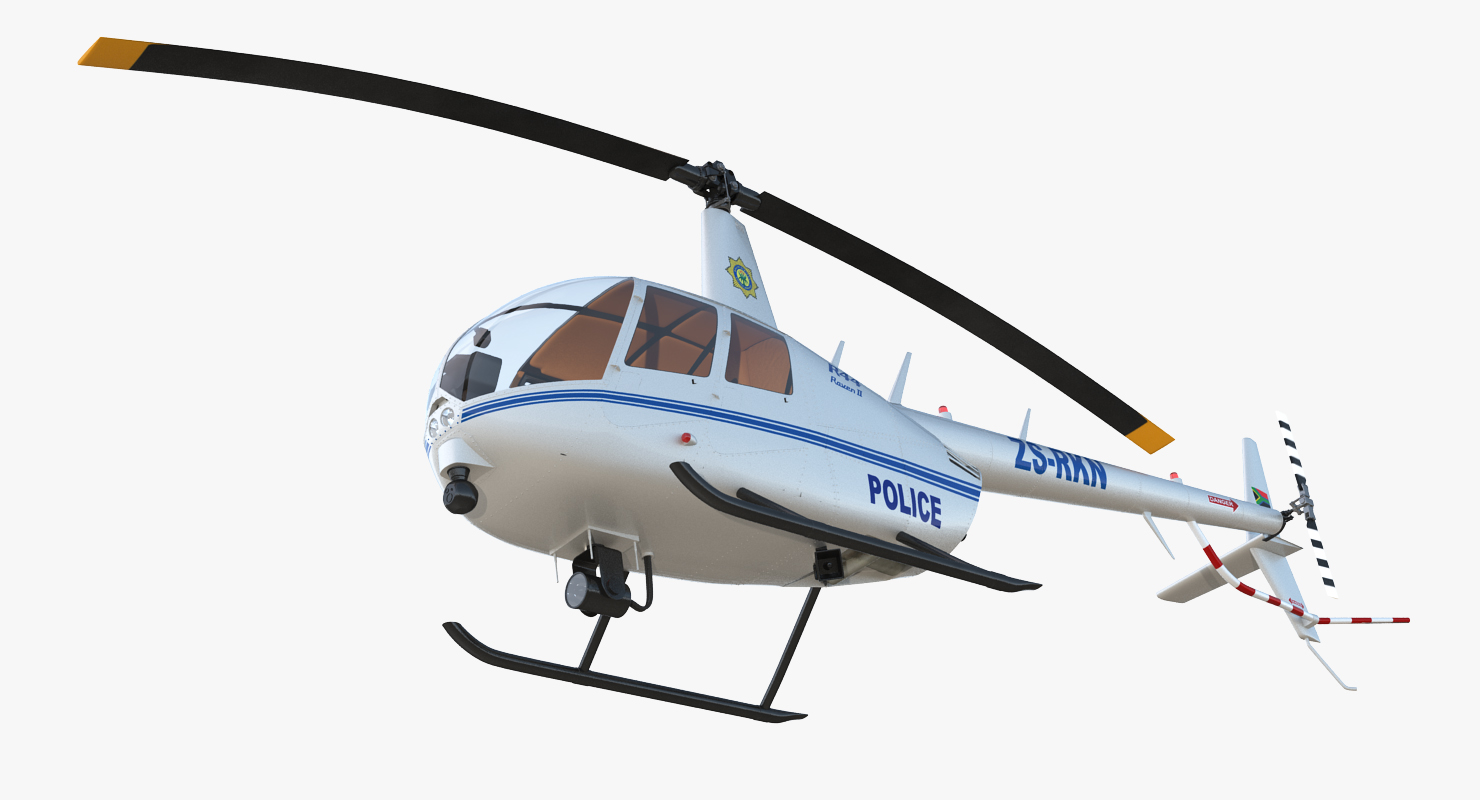 Police Helicopter Robinson R44 Rigged 3D