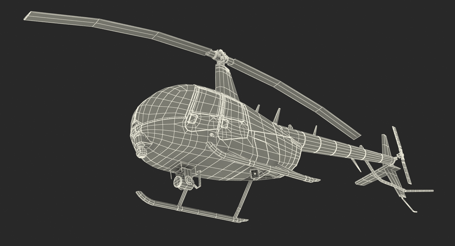 Police Helicopter Robinson R44 Rigged 3D
