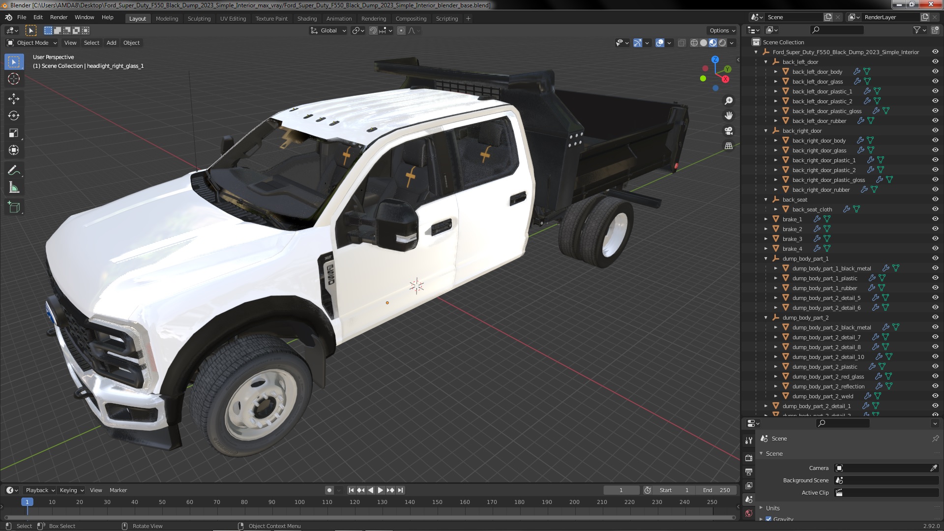 Ford Super Duty F550 Black Dump 2023 Simple Interior 3D