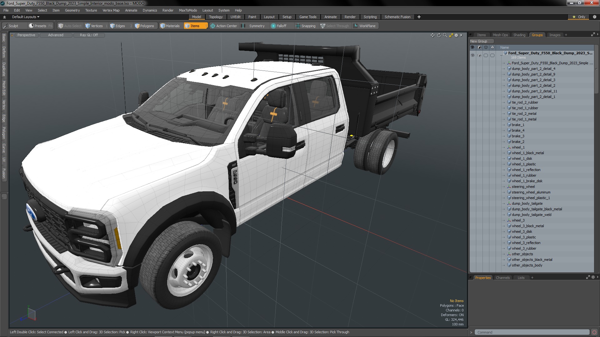 Ford Super Duty F550 Black Dump 2023 Simple Interior 3D