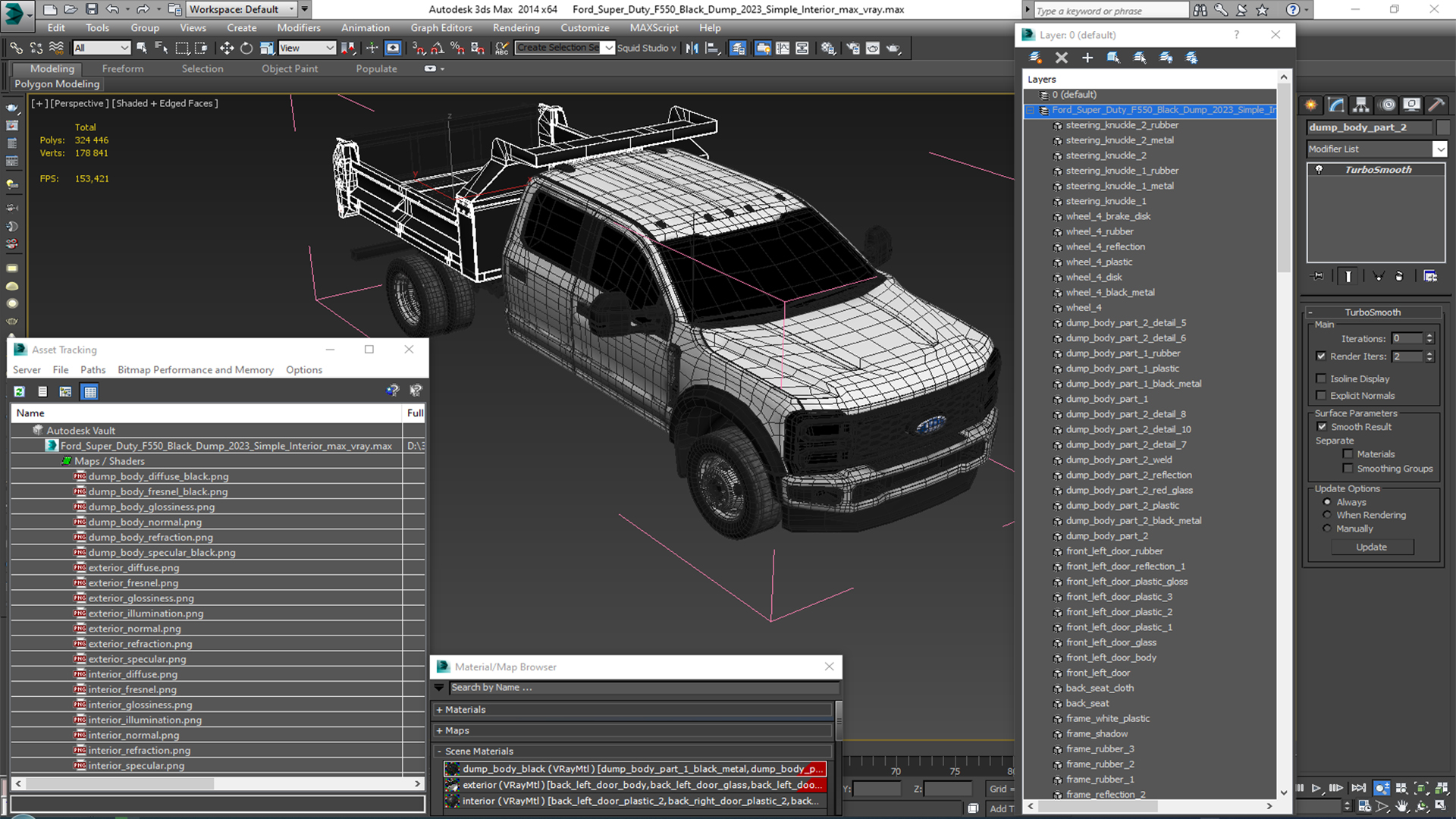 Ford Super Duty F550 Black Dump 2023 Simple Interior 3D