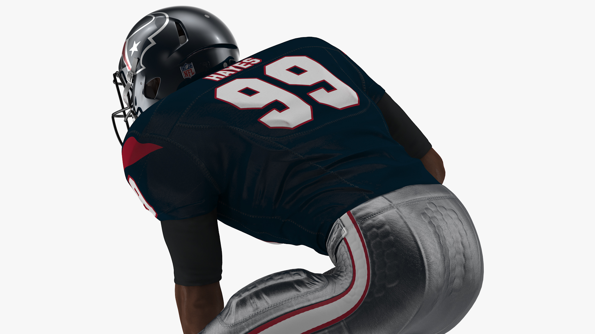 3D Houston Texans American Football Player Crouching Fur model