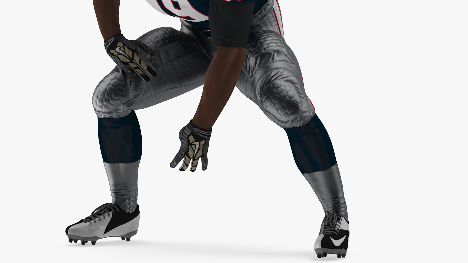 3D Houston Texans American Football Player Crouching Fur model