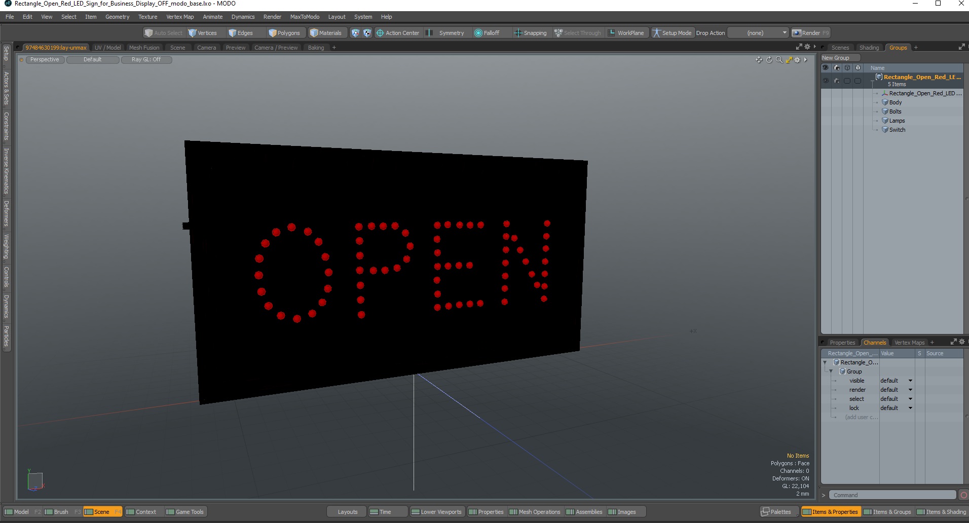 Rectangle Open Red LED Sign for Business Display OFF 3D