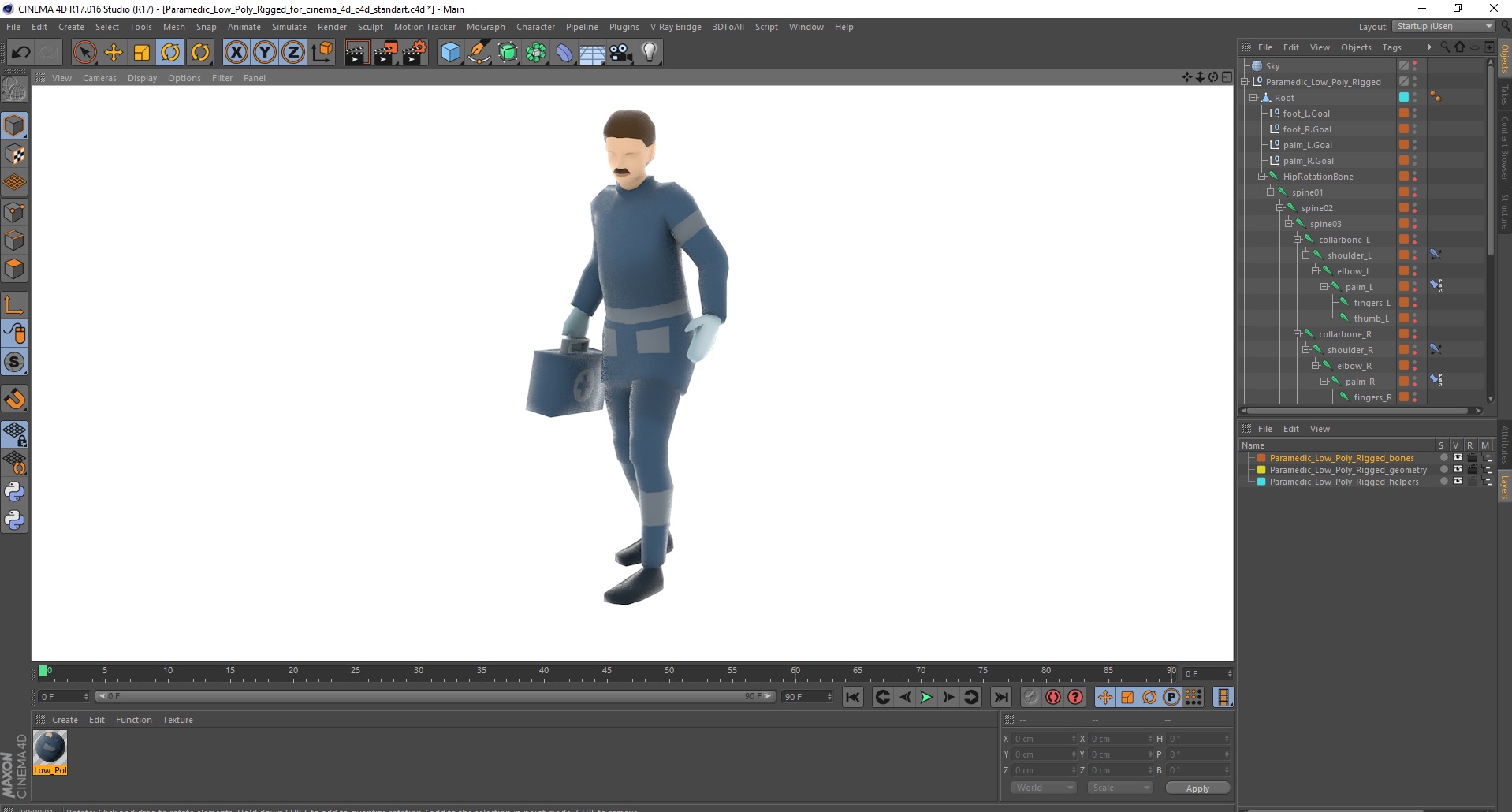 Paramedic Low Poly Rigged for Cinema 4D 3D model