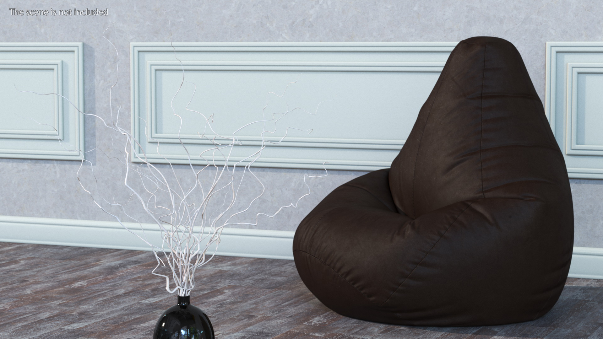 3D White Curly Willow Branches in Black Vase