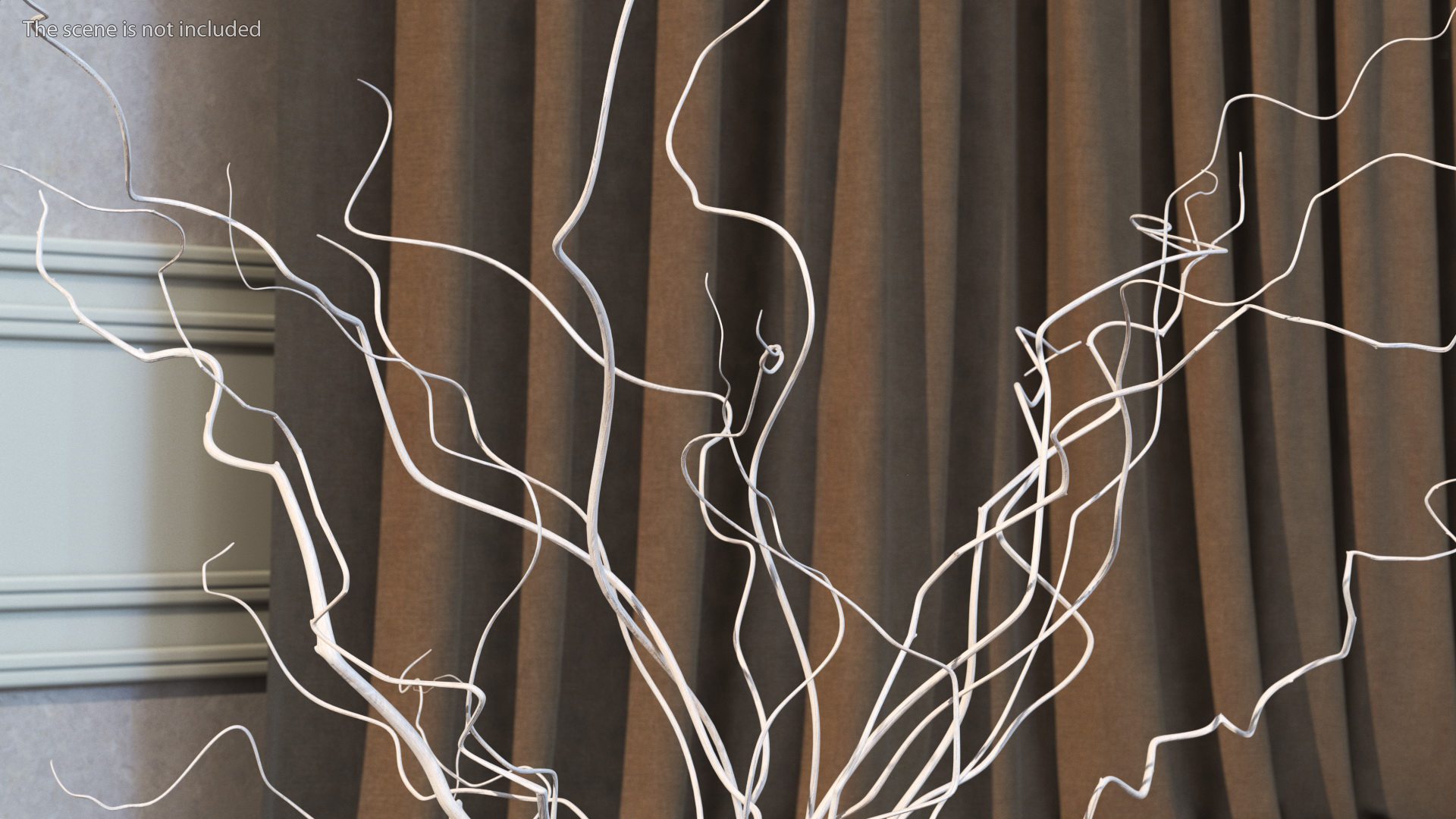 3D White Curly Willow Branches in Black Vase