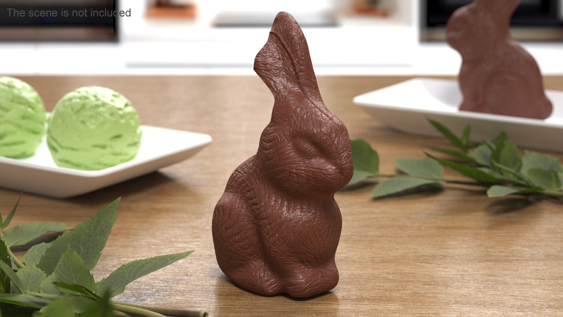 3D Chocolate Bunny Without a Piece of Ear model