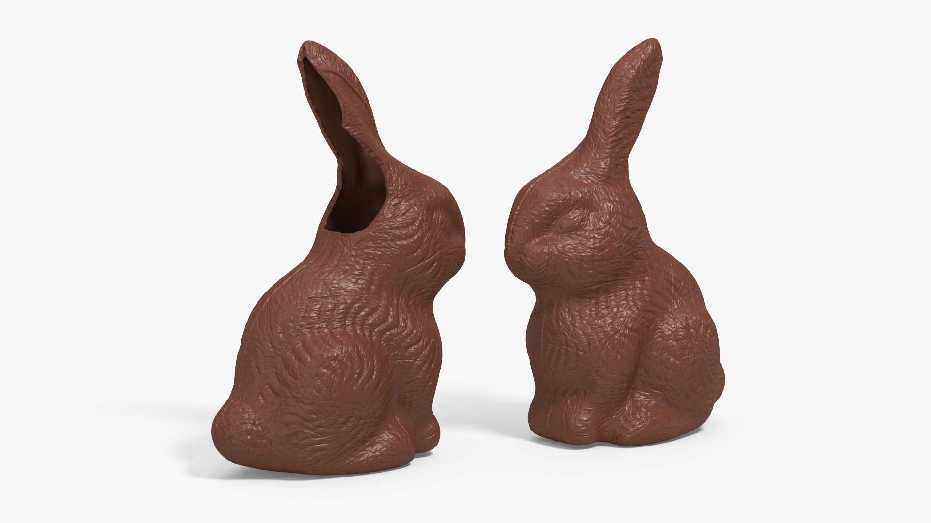 3D Chocolate Bunny Without a Piece of Ear model