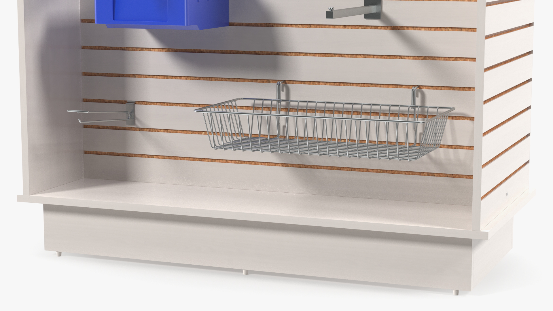3D Wooden Slatwall Display Unit with Accessories White