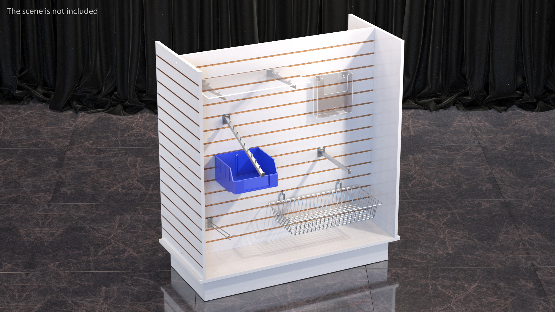 3D Wooden Slatwall Display Unit with Accessories White