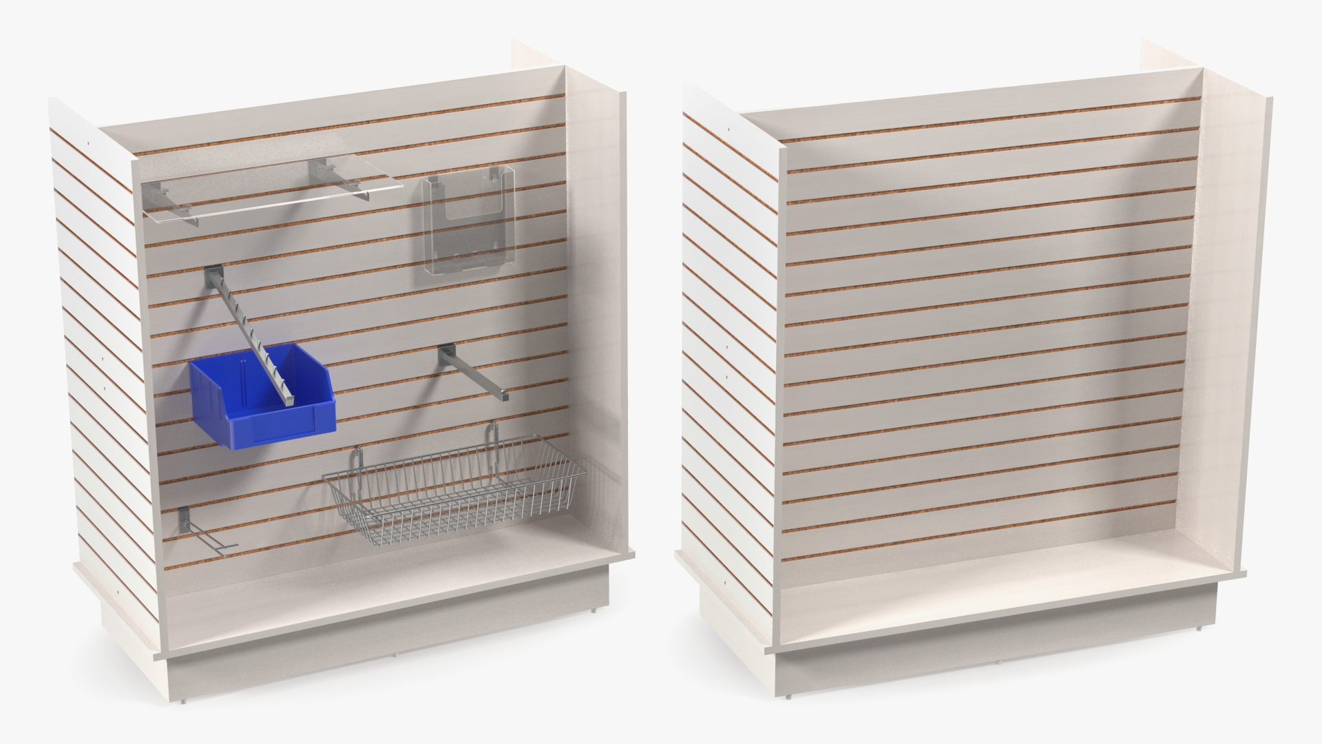3D Wooden Slatwall Display Unit with Accessories White