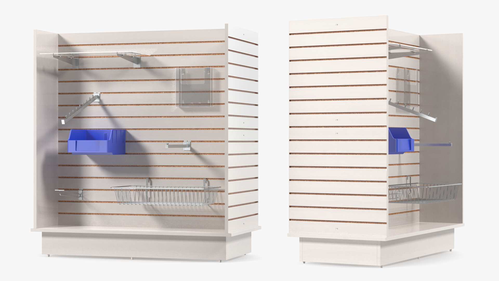 3D Wooden Slatwall Display Unit with Accessories White