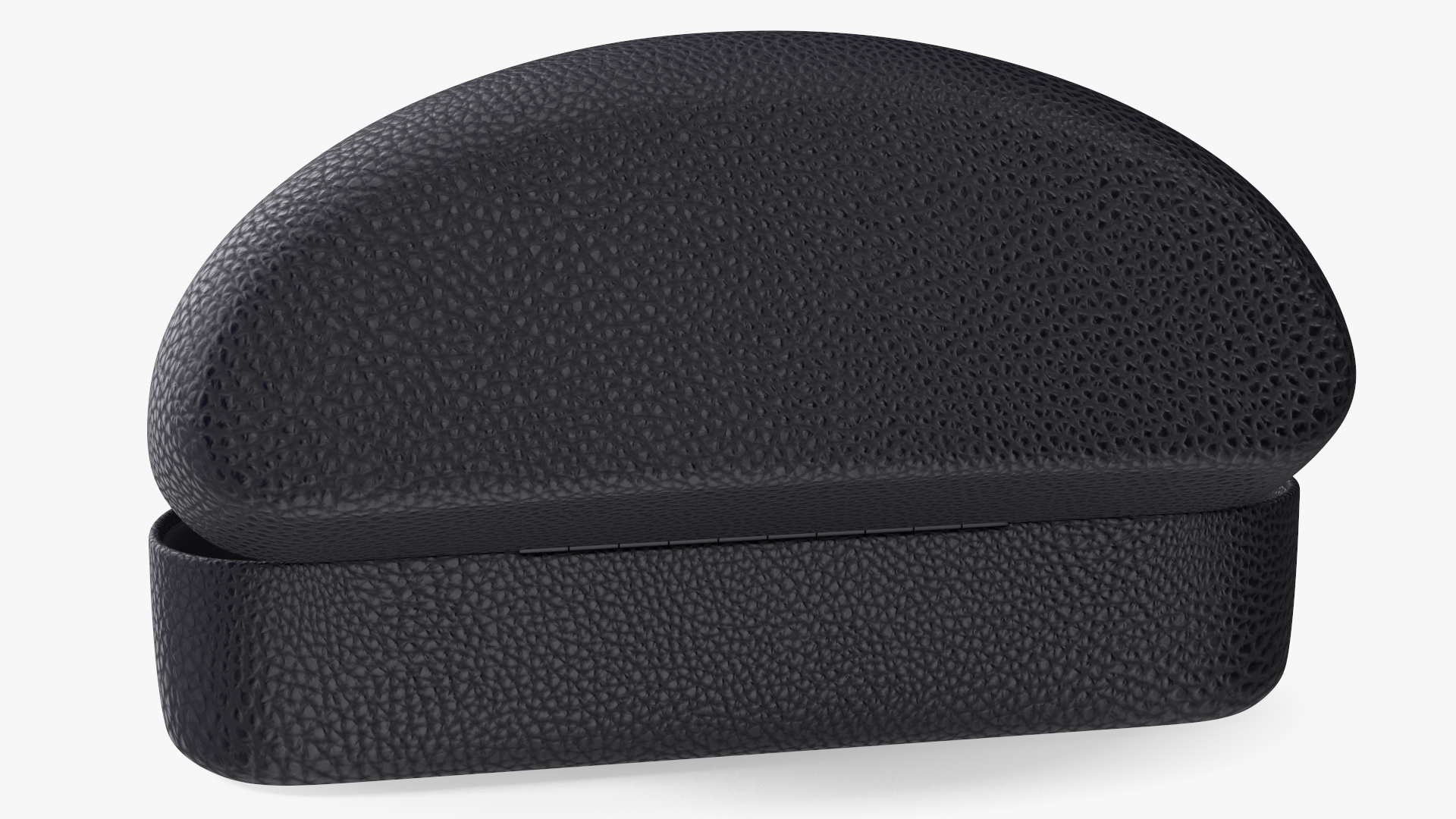 3D Hard Shell Leather Eyeglass Case Black Open model