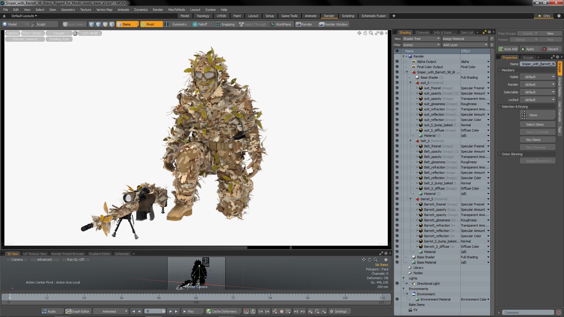 Sniper with Barrett 98 Bravo Rigged for Modo 3D model