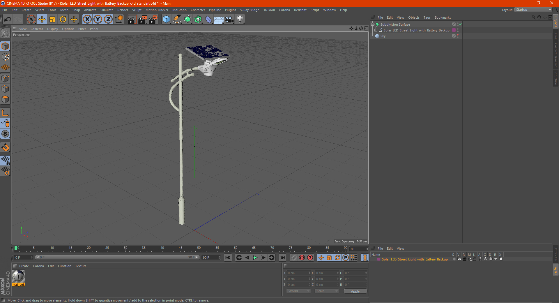 Solar LED Street Light with Battery Backup 3D