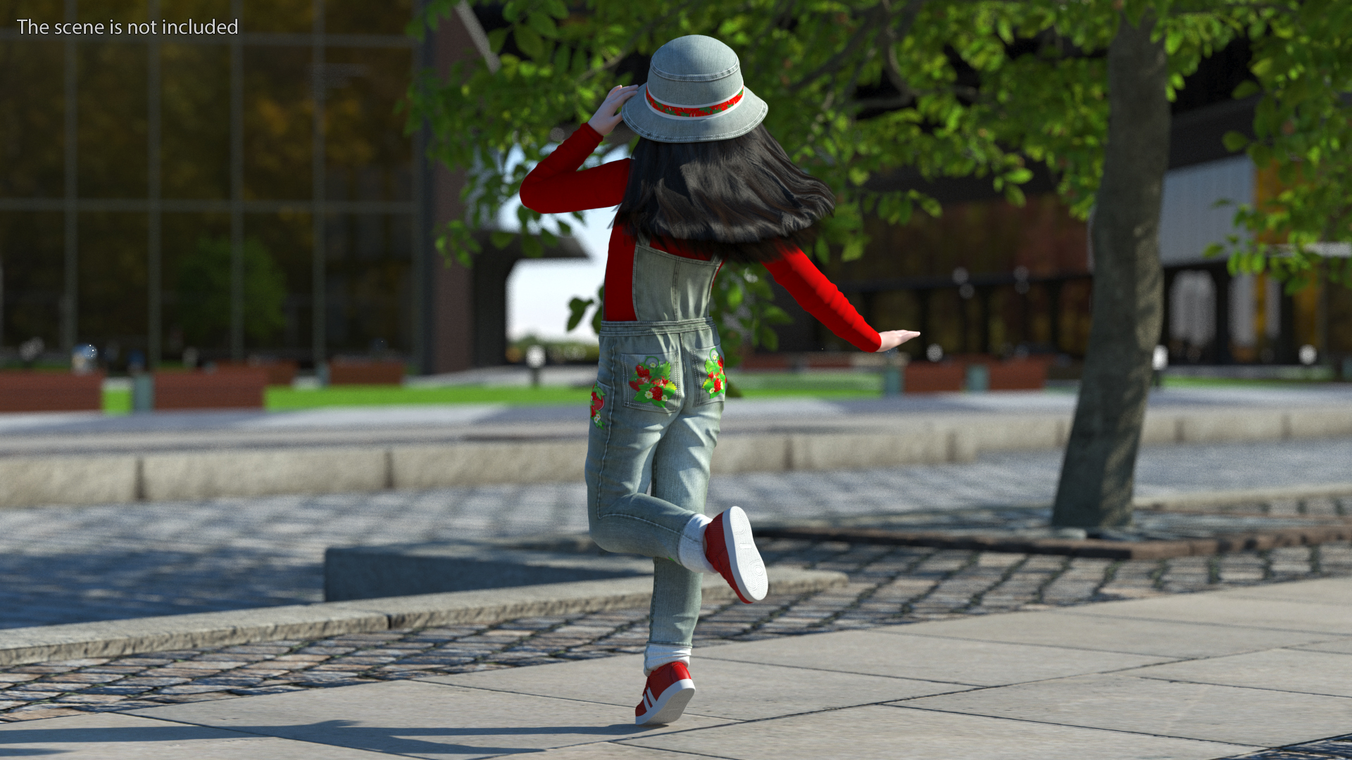 3D model Realistic Asian Girl Child in Street Clothes Rigged for Modo
