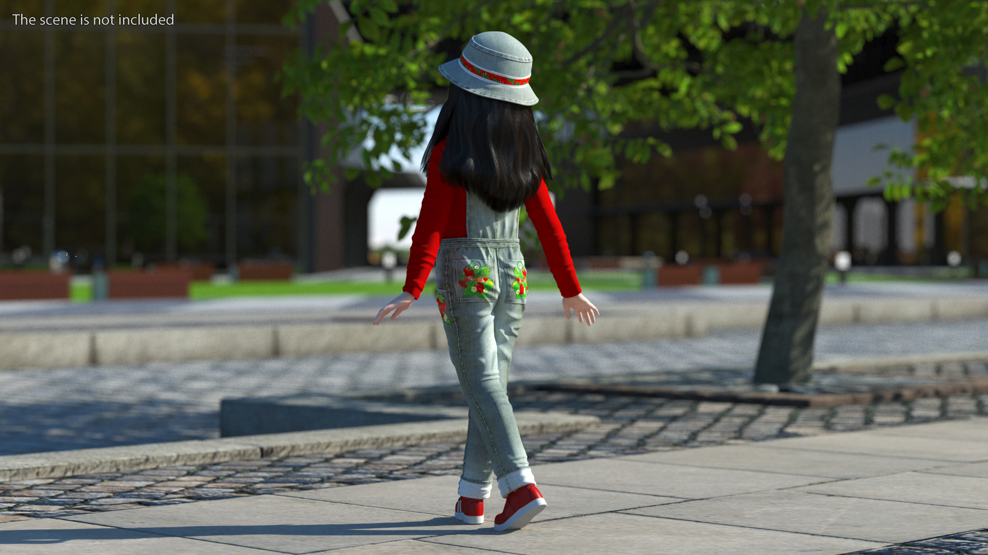 3D model Realistic Asian Girl Child in Street Clothes Rigged for Modo