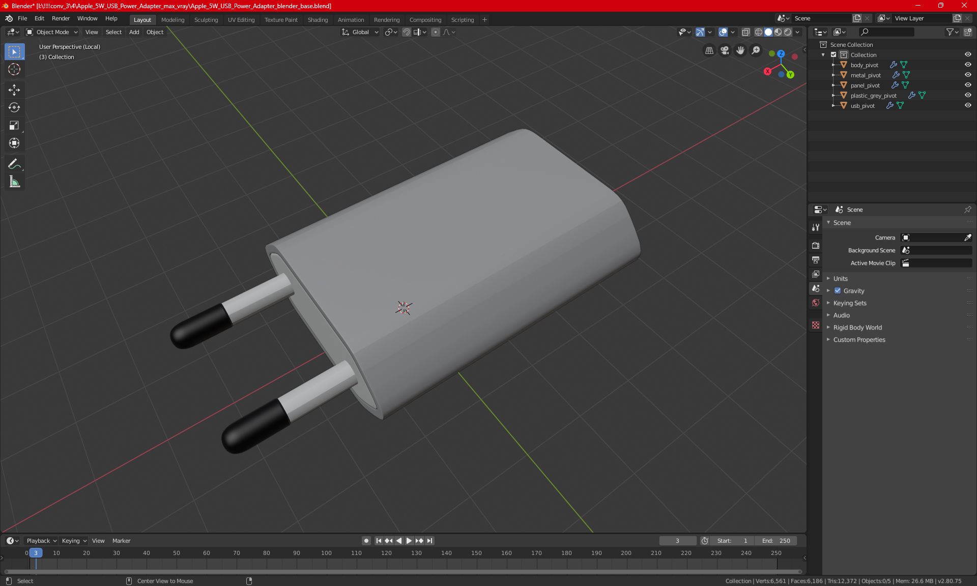 3D Apple 5W USB Power Adapter