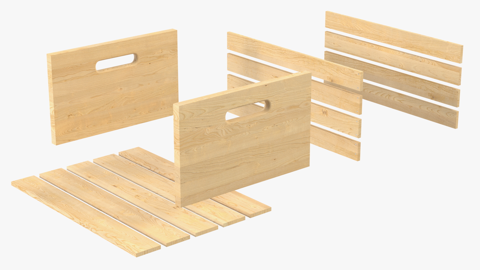 3D model Small Low Box of Wooden Planks