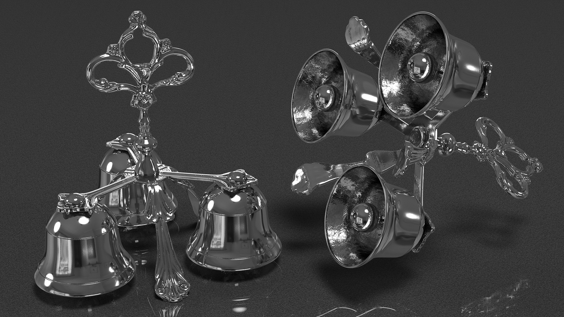 Three Sound Silver Handbell 3D