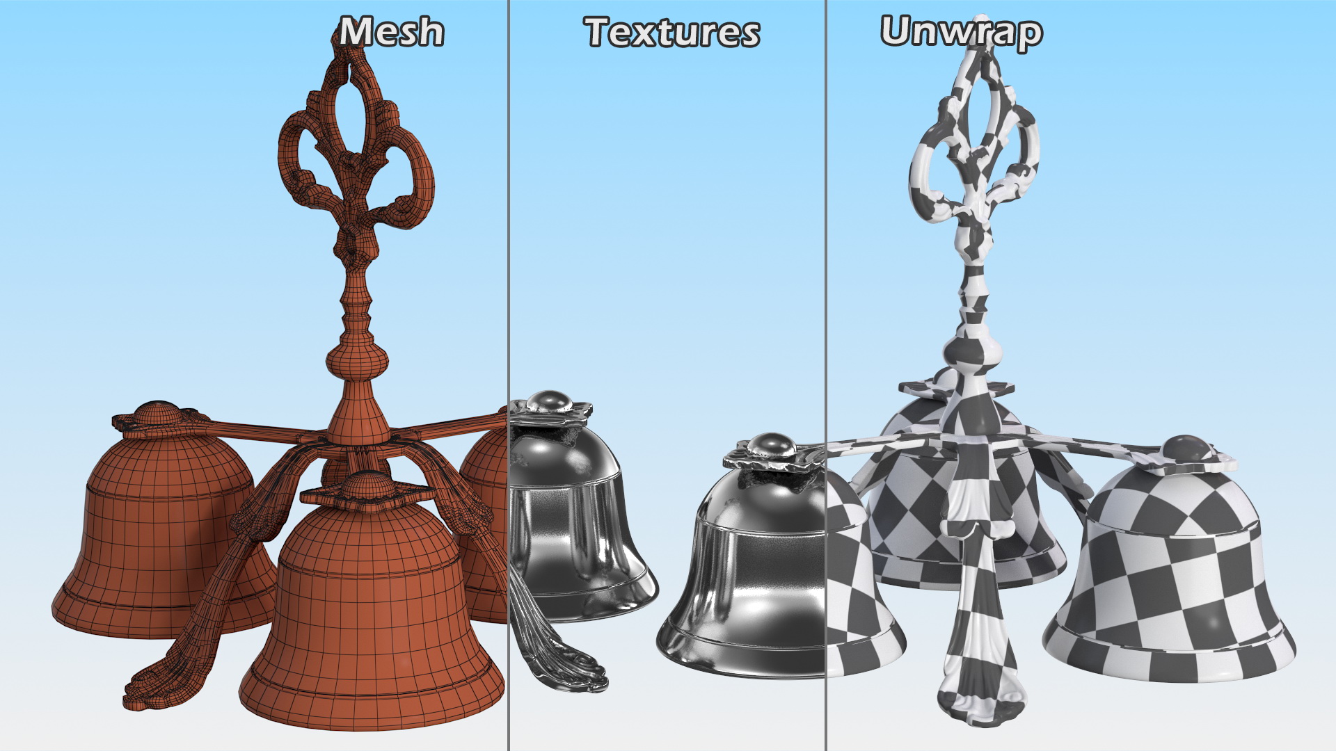 Three Sound Silver Handbell 3D