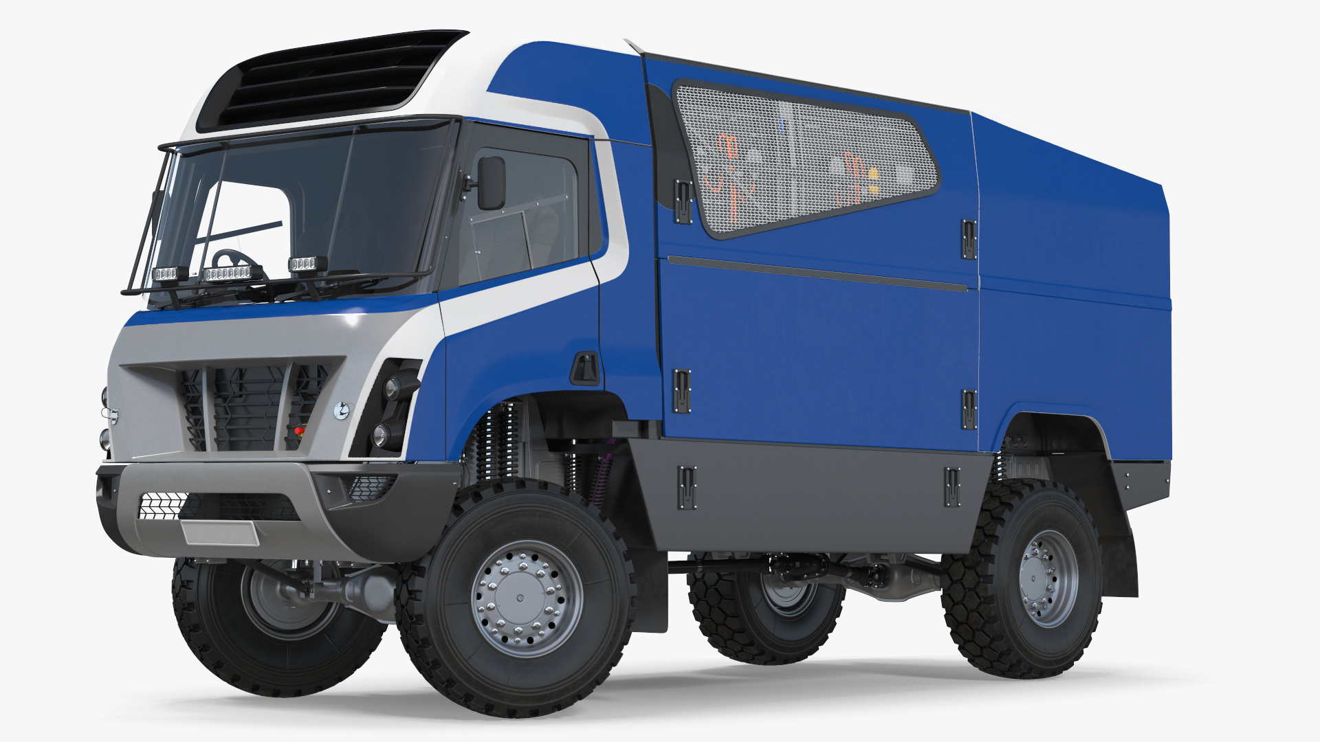 3D Hydrogen Racing Truck Simple Interior Rigged for Maya model