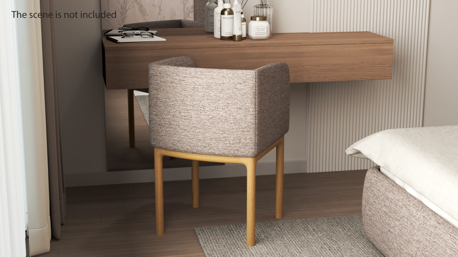 Fabric Chair with Wooden Legs 3D model