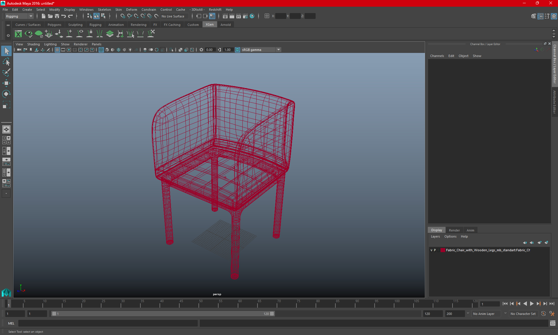 Fabric Chair with Wooden Legs 3D model