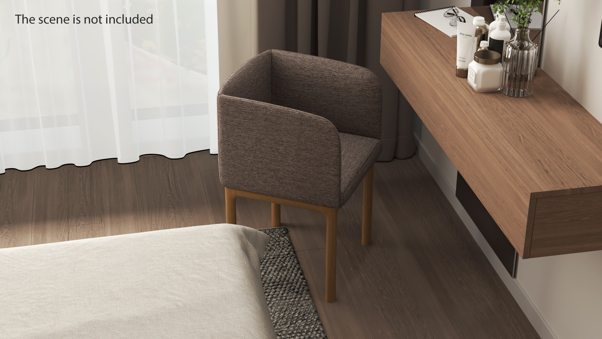 Fabric Chair with Wooden Legs 3D model