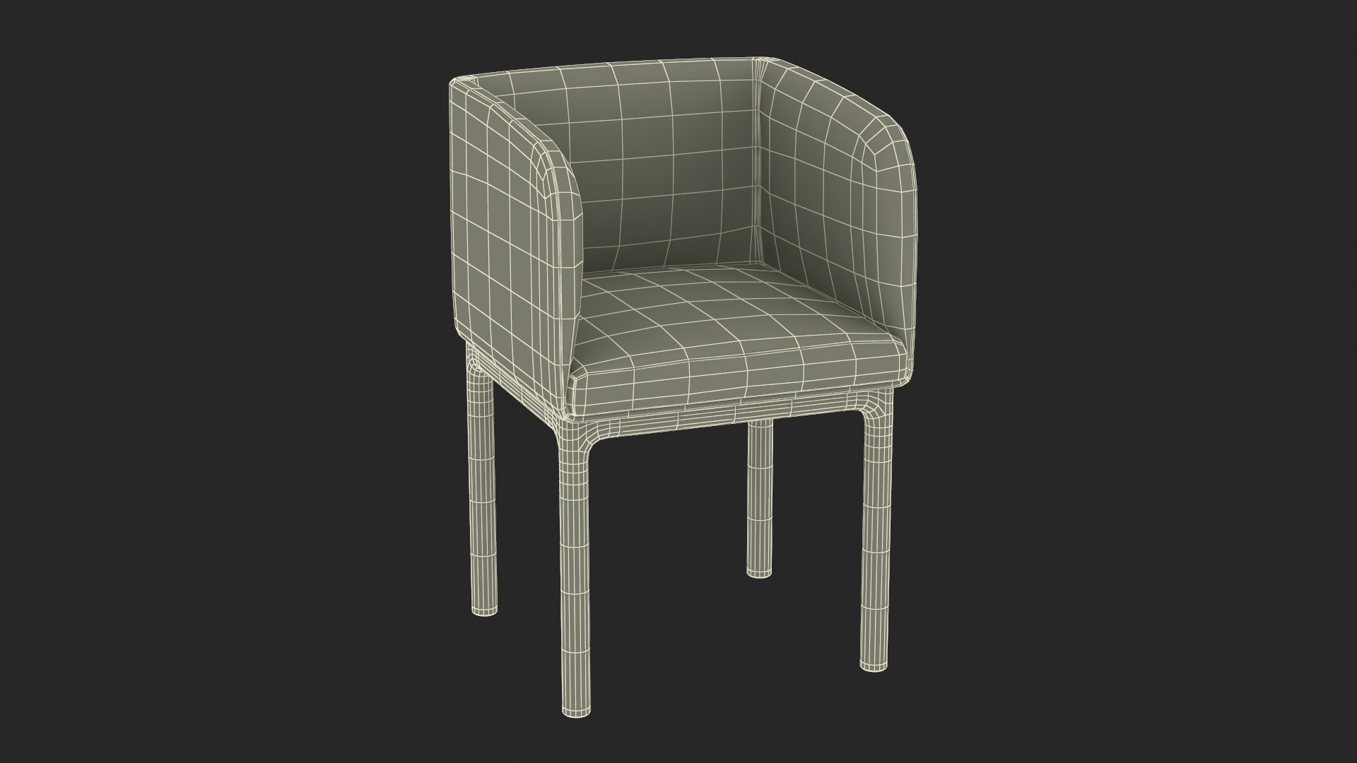 Fabric Chair with Wooden Legs 3D model