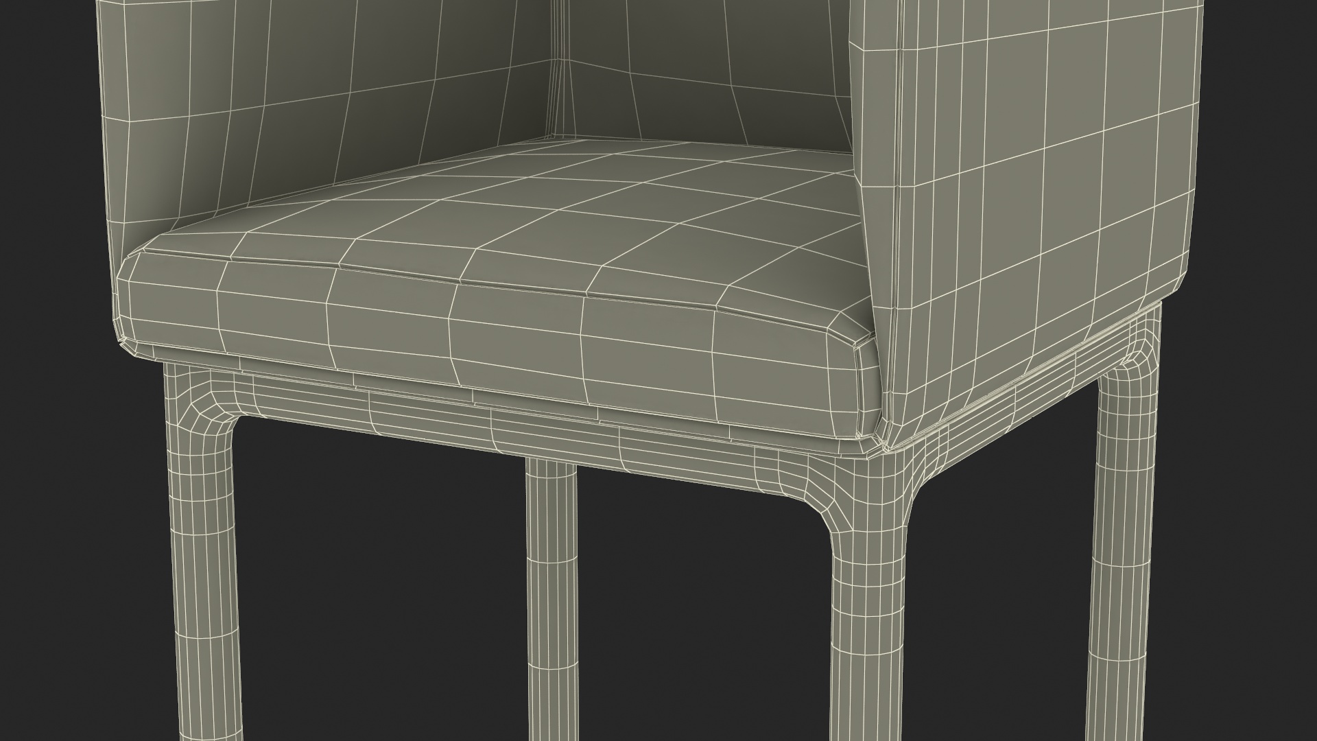 Fabric Chair with Wooden Legs 3D model