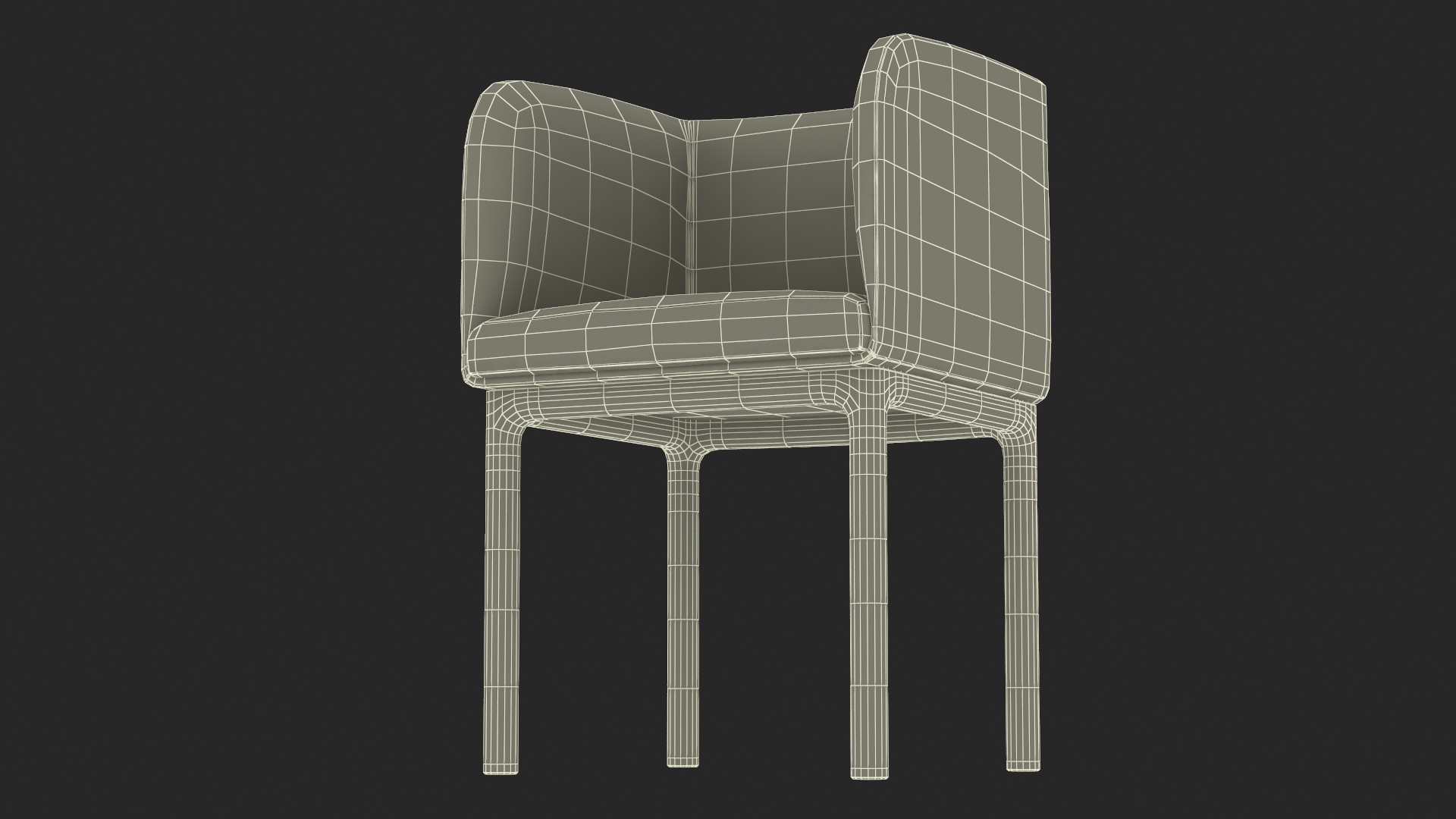 Fabric Chair with Wooden Legs 3D model