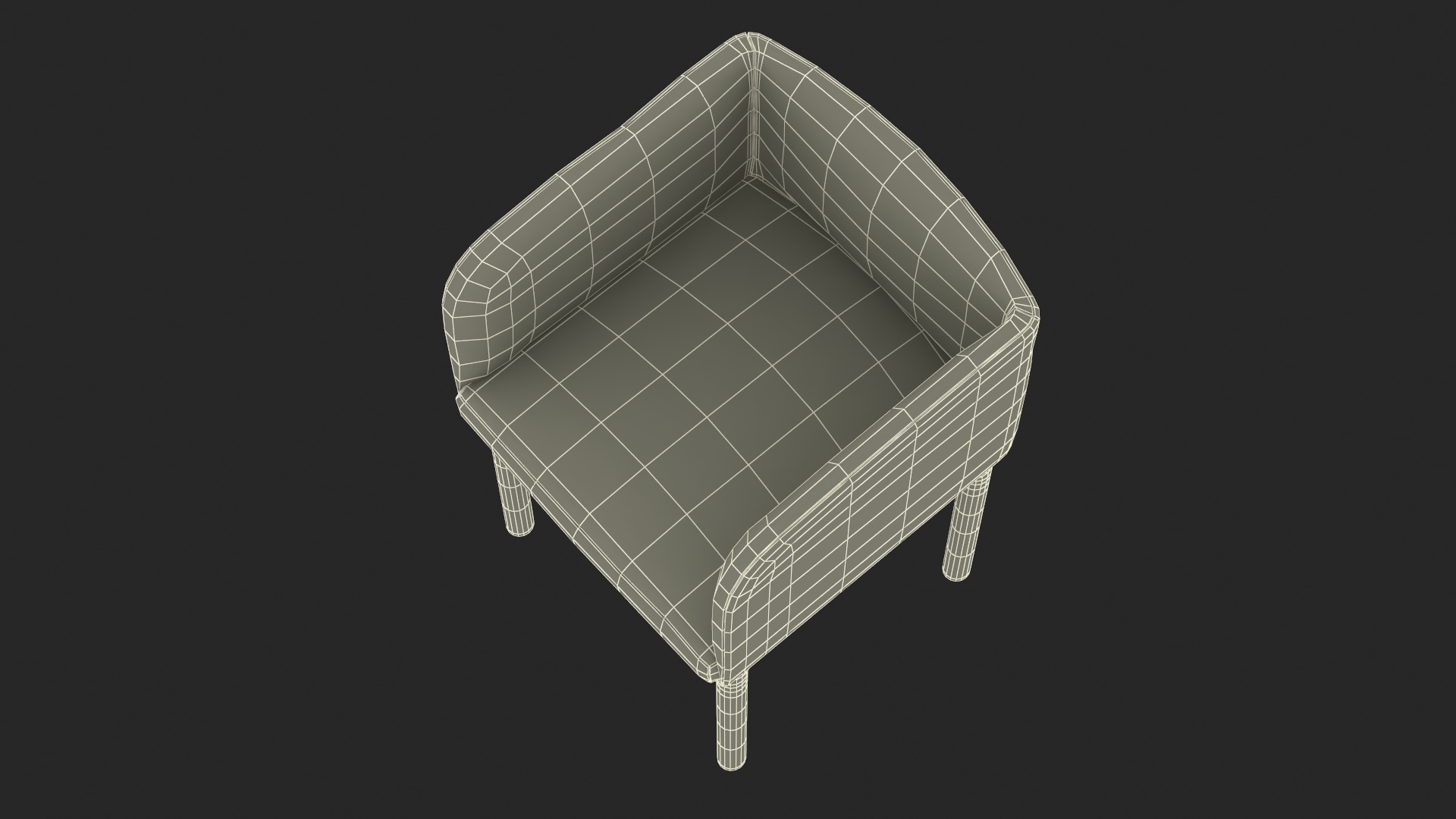 Fabric Chair with Wooden Legs 3D model