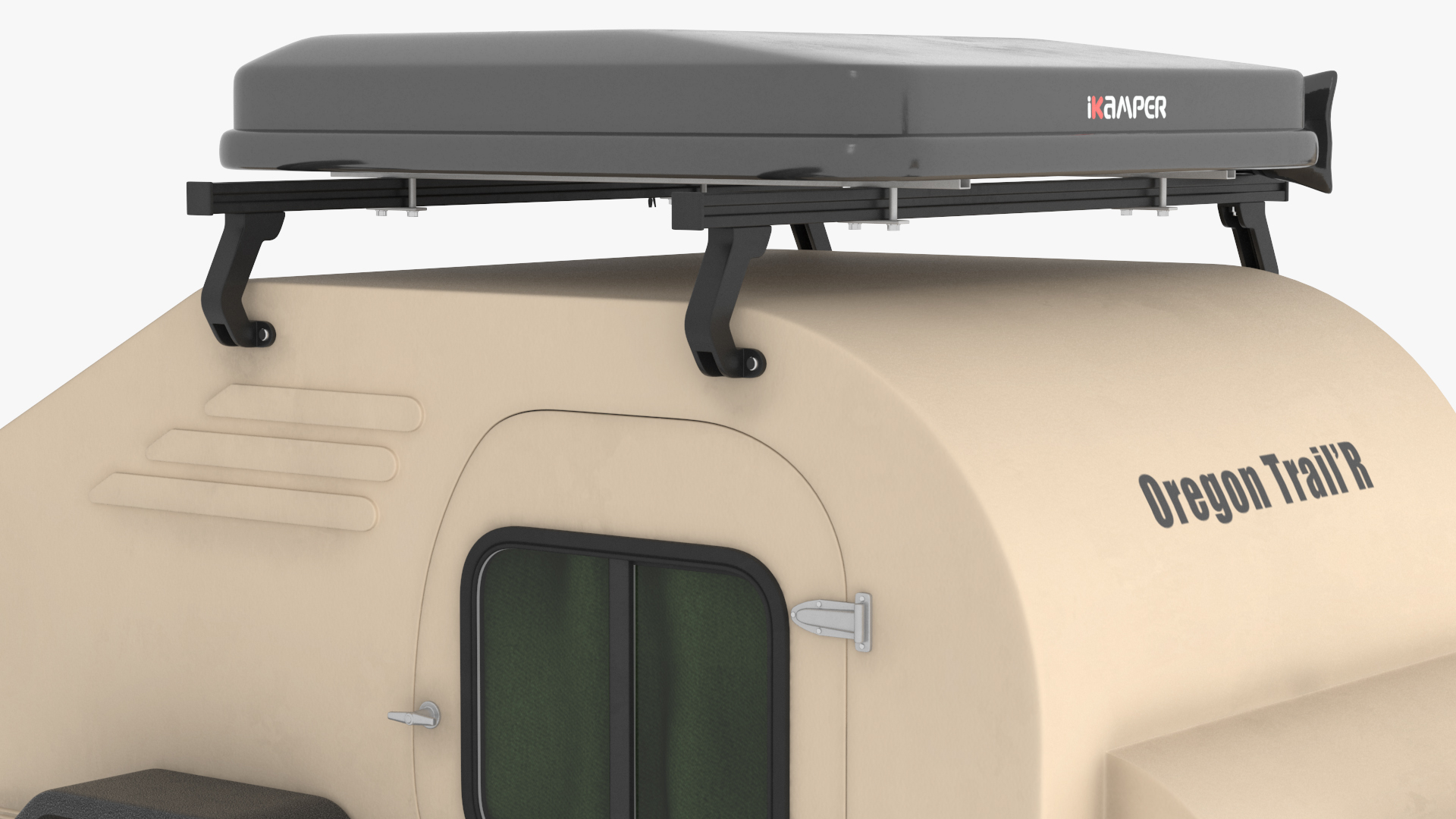 3D model Camping Beige Trailer Teardrop Lights On