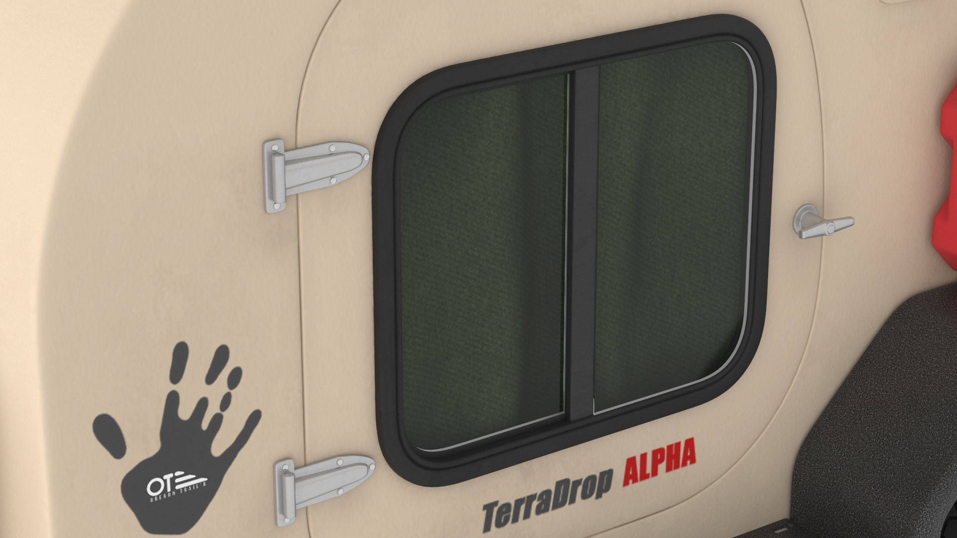 3D model Camping Beige Trailer Teardrop Lights On