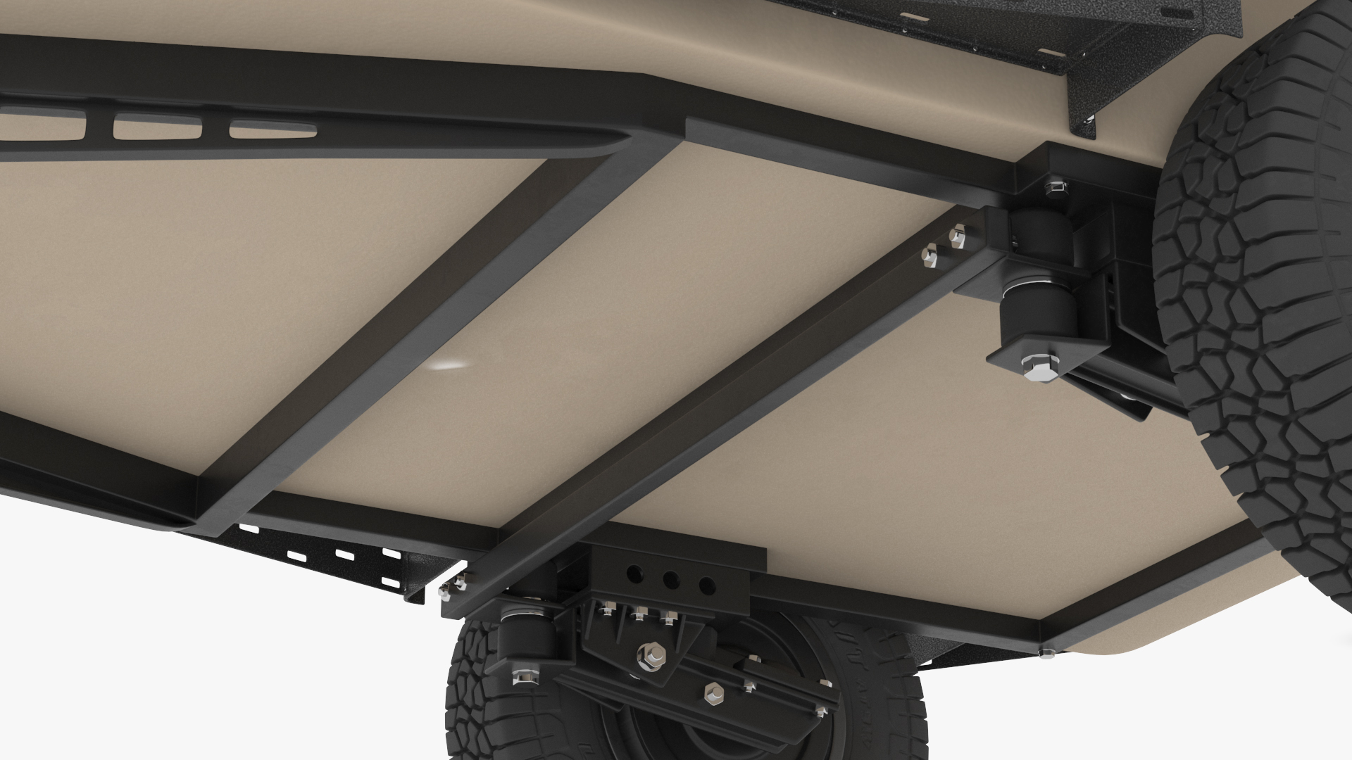 3D model Camping Beige Trailer Teardrop Lights On