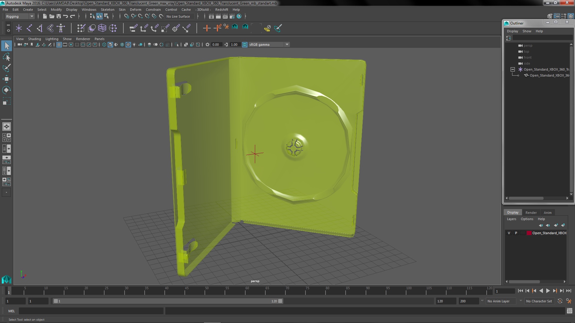 3D model Open Standard XBOX 360 Translucent Green