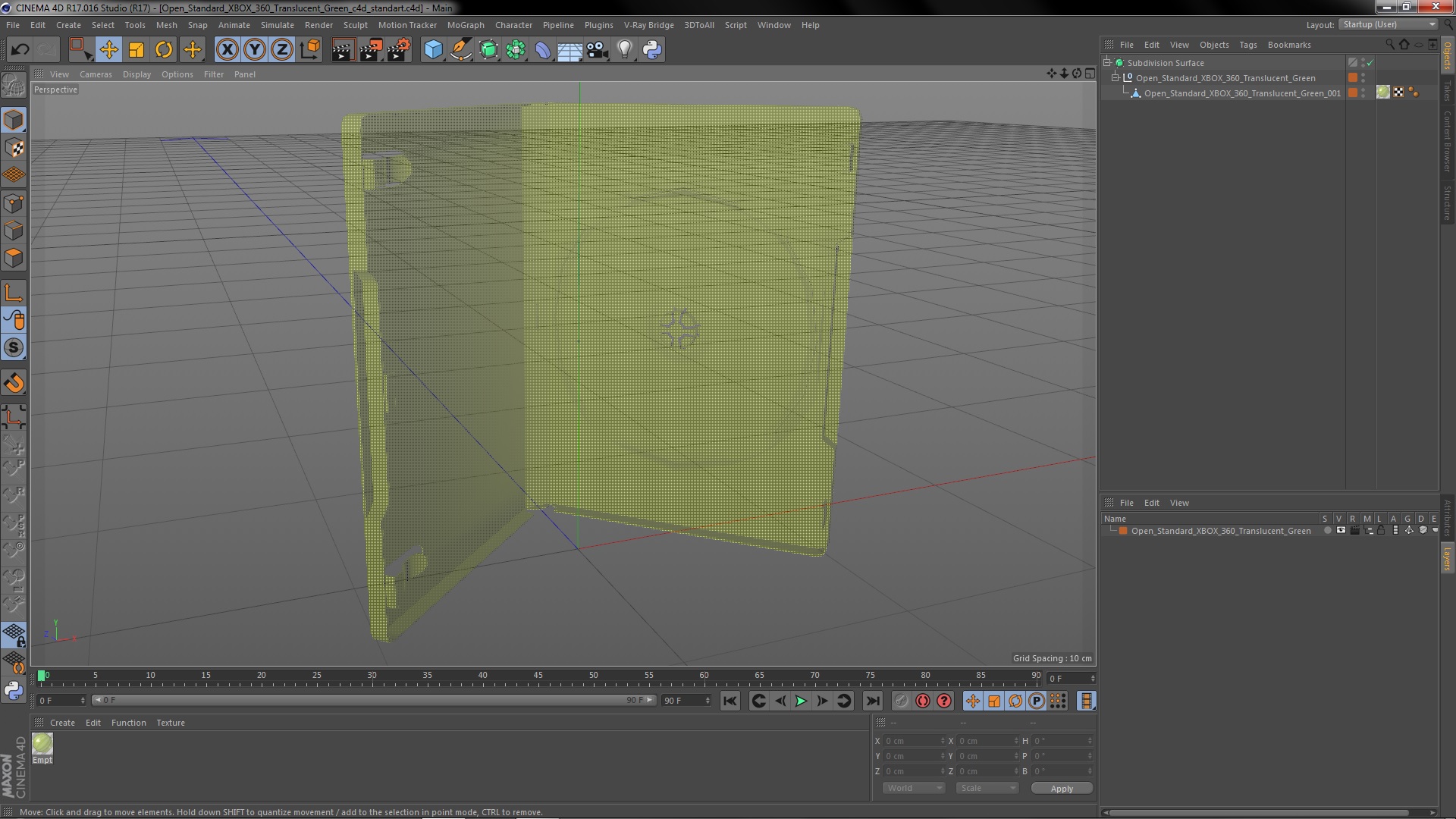3D model Open Standard XBOX 360 Translucent Green