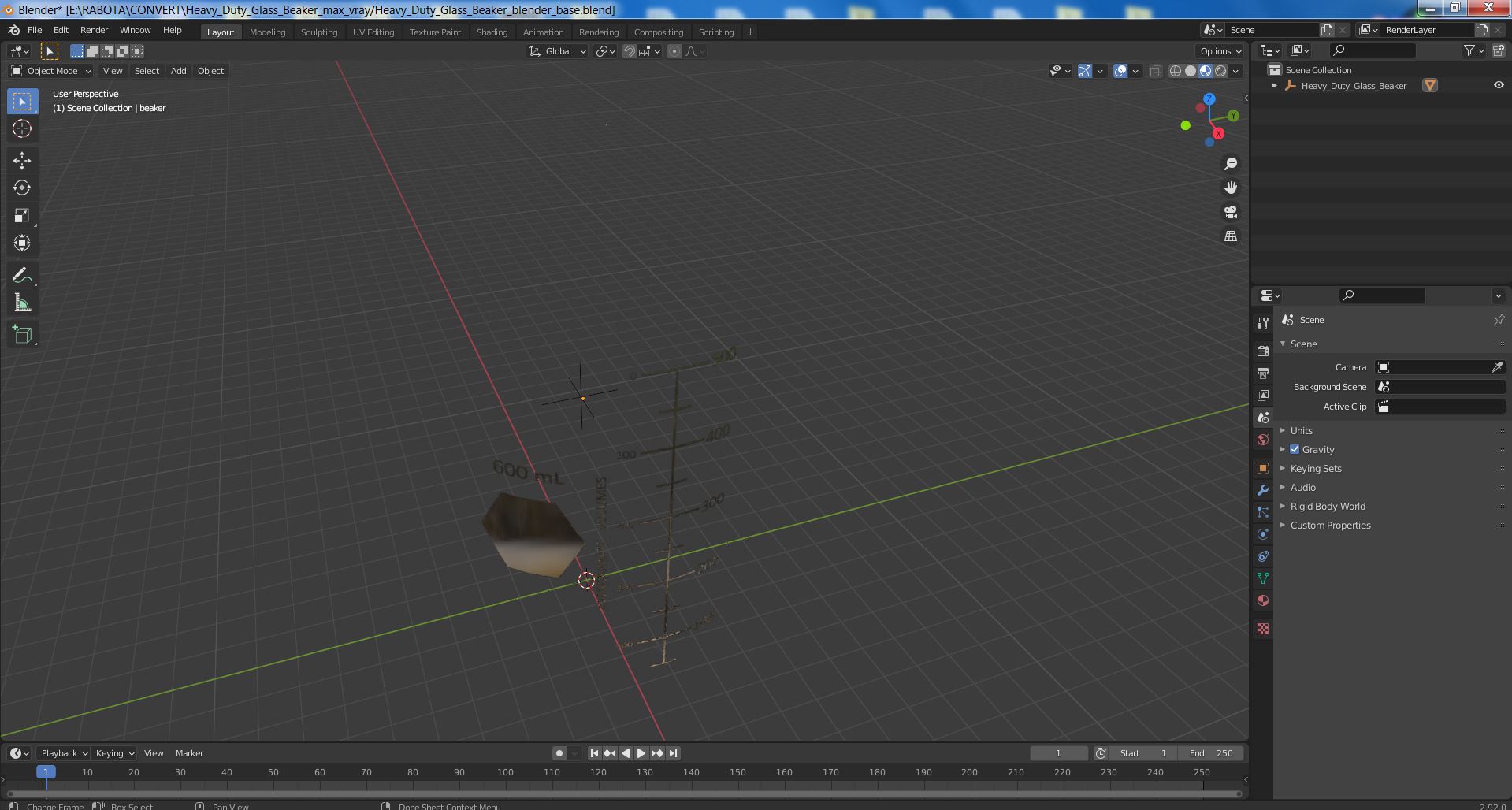 3D Heavy Duty Glass Beaker model