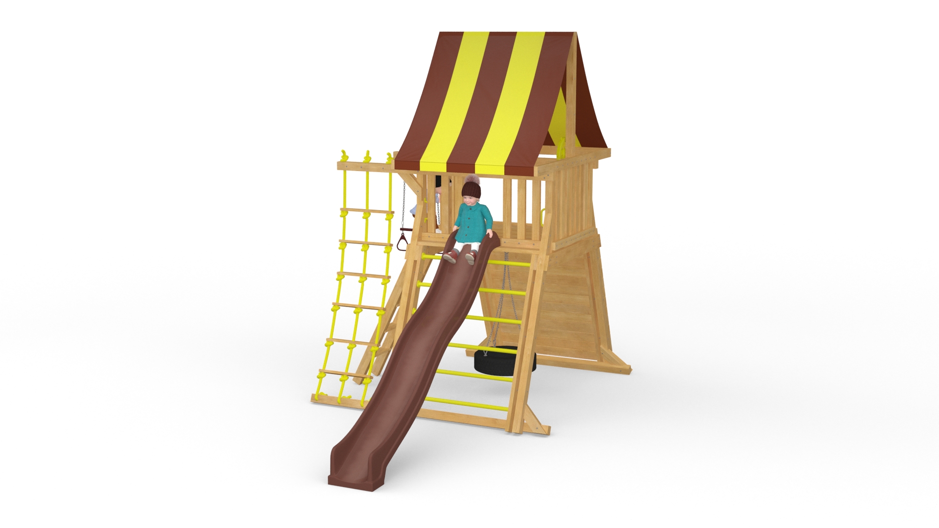 3D Children on Slide Fur Rigged model