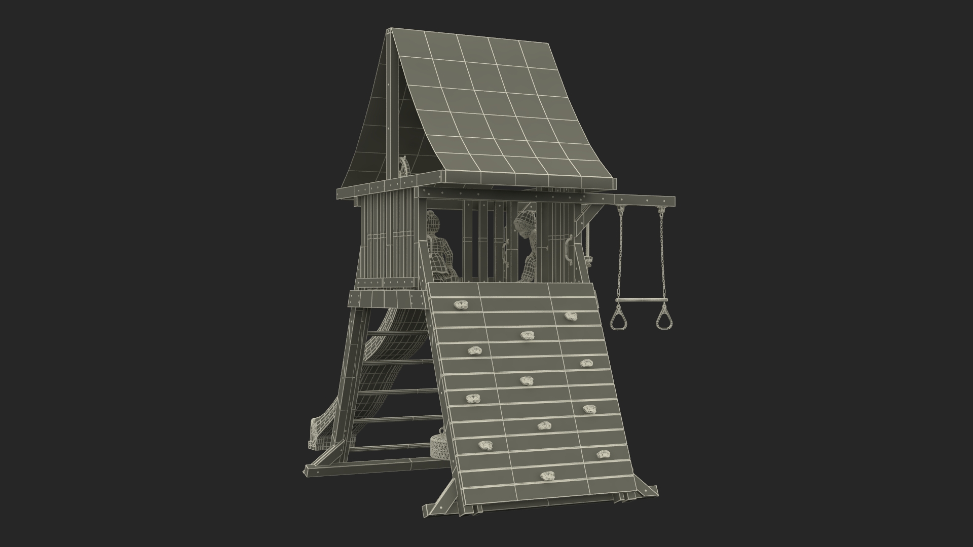 3D Children on Slide Fur Rigged model
